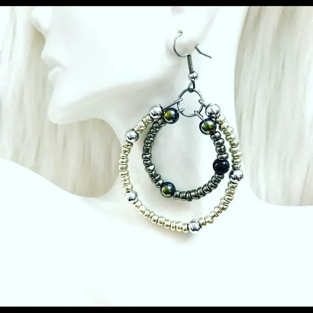 Beaded Handmade Hoop Earrings